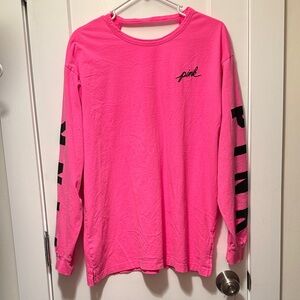 PINK Victoria's Secret Women's Campus Cotton Tee neon pink size L